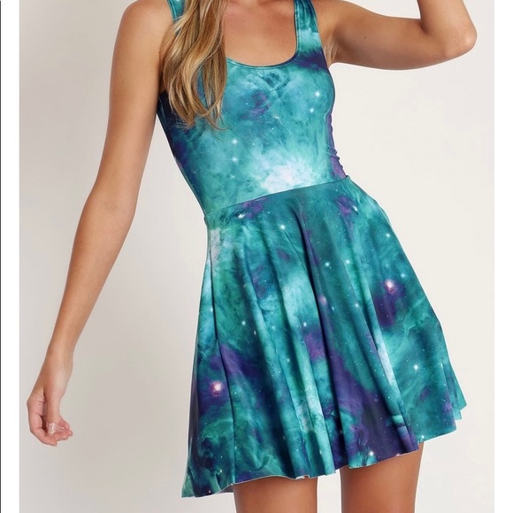 Blackmilk Dresses & Skirts - Blackmilk Galaxy teal Scoop skater dress LT